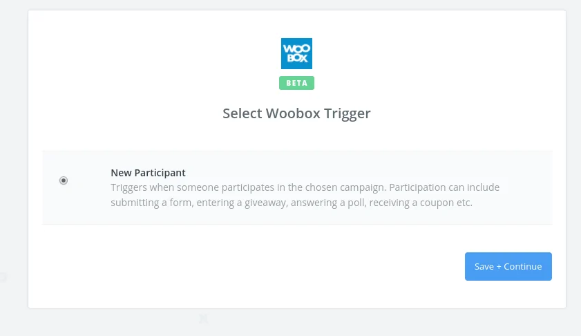 Select Woobox trigger