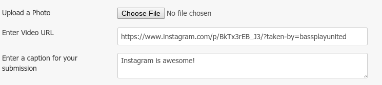 Instagram video URL submission