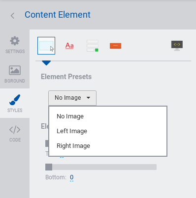 Content element - styles