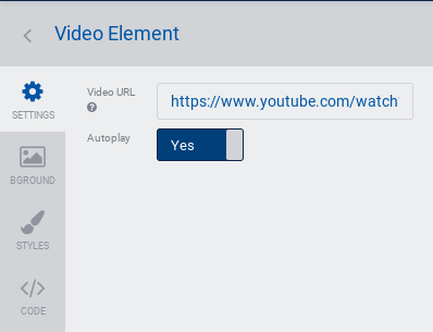 Video element settings