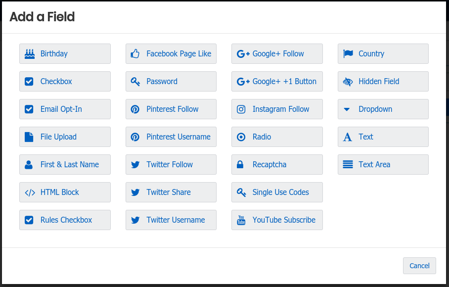 Form field menu