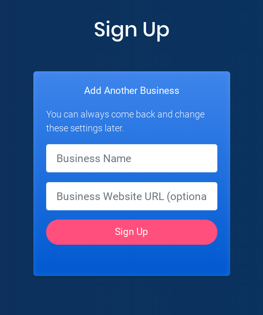 New add business screen