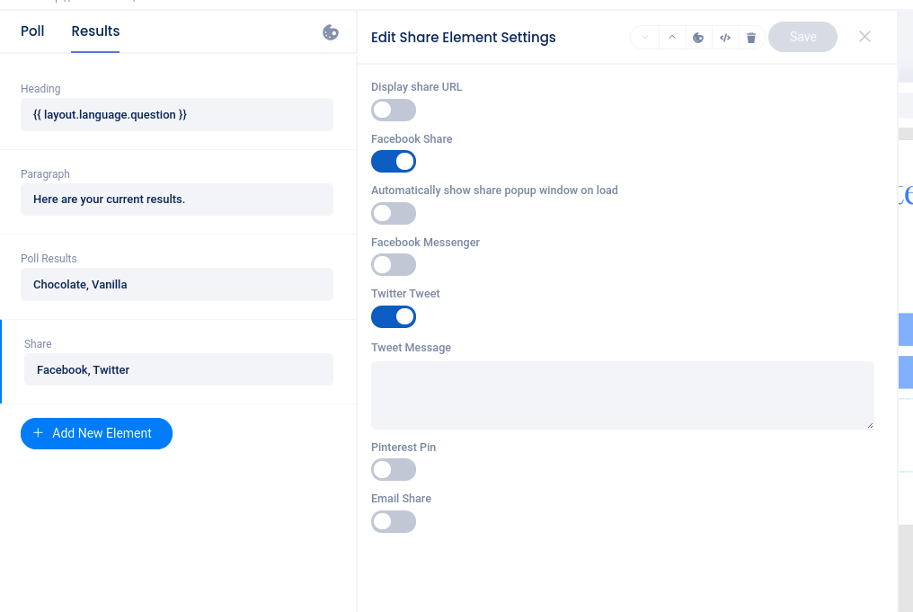 Poll - post entry share element