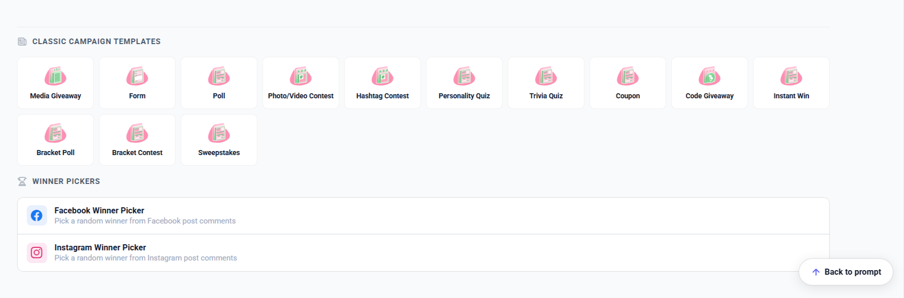 Classic landing pages create screen 2026