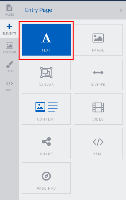 Text element from menu