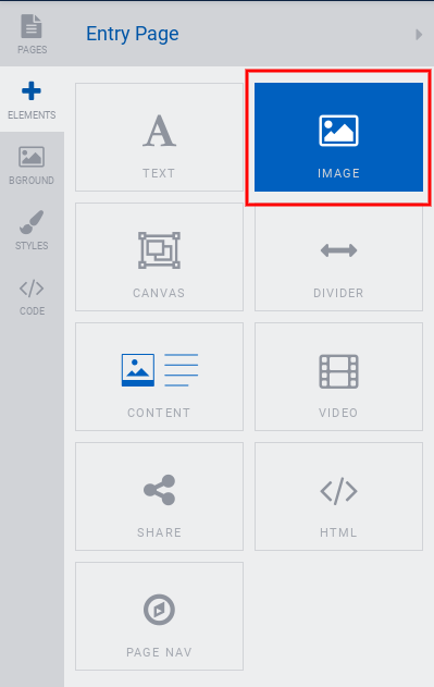 Image element from menu