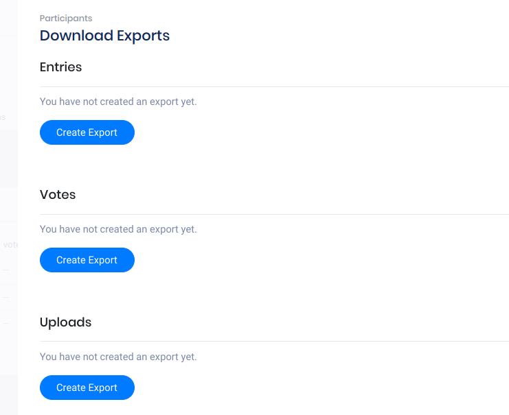 Download exports panel (new dashboard)