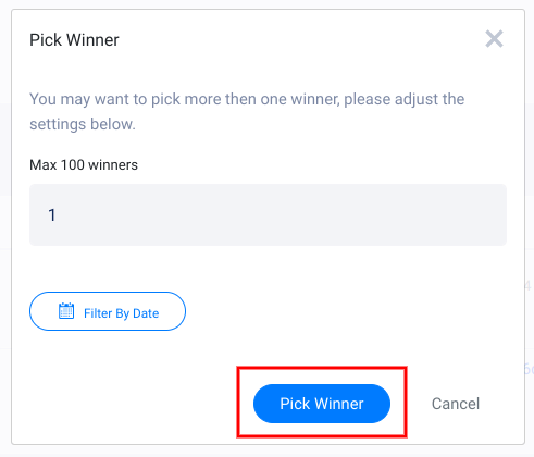 Winner picker popup