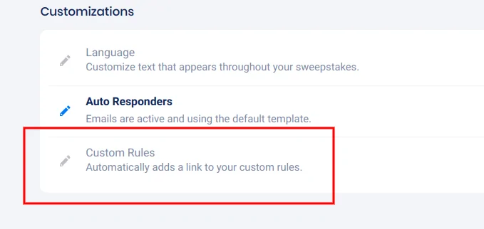 Custom rules option - Settings