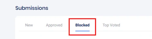 Submissions - blocked tab