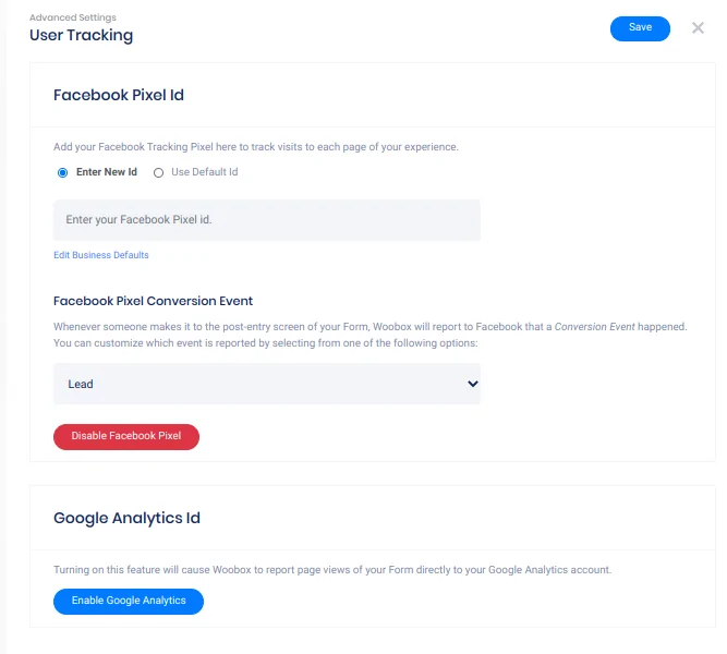 User tracking panel