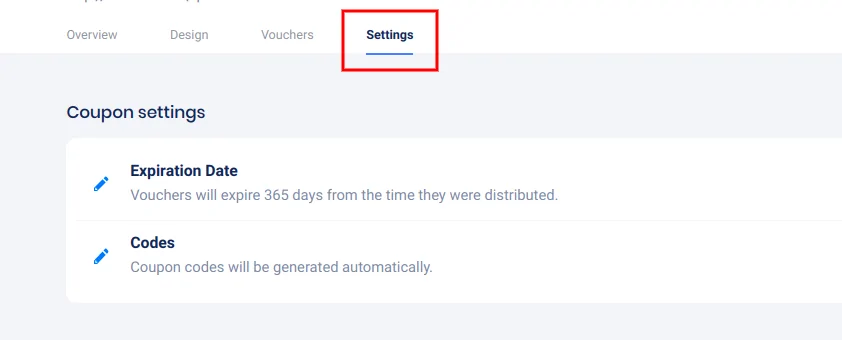 Voucher settings tab