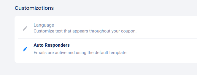 Coupon - customizations section