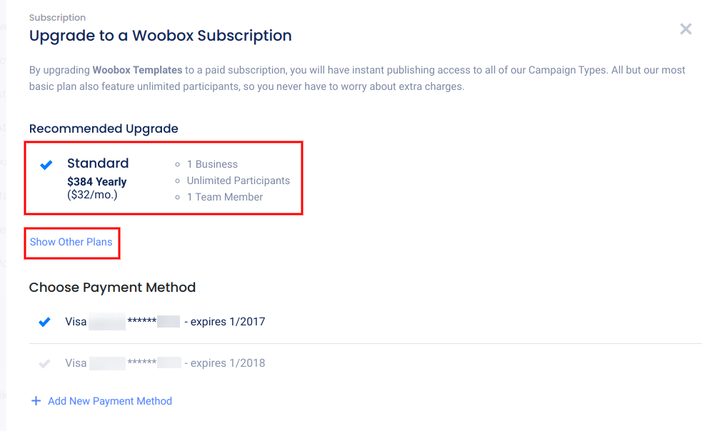 Upgrade - create new subscription