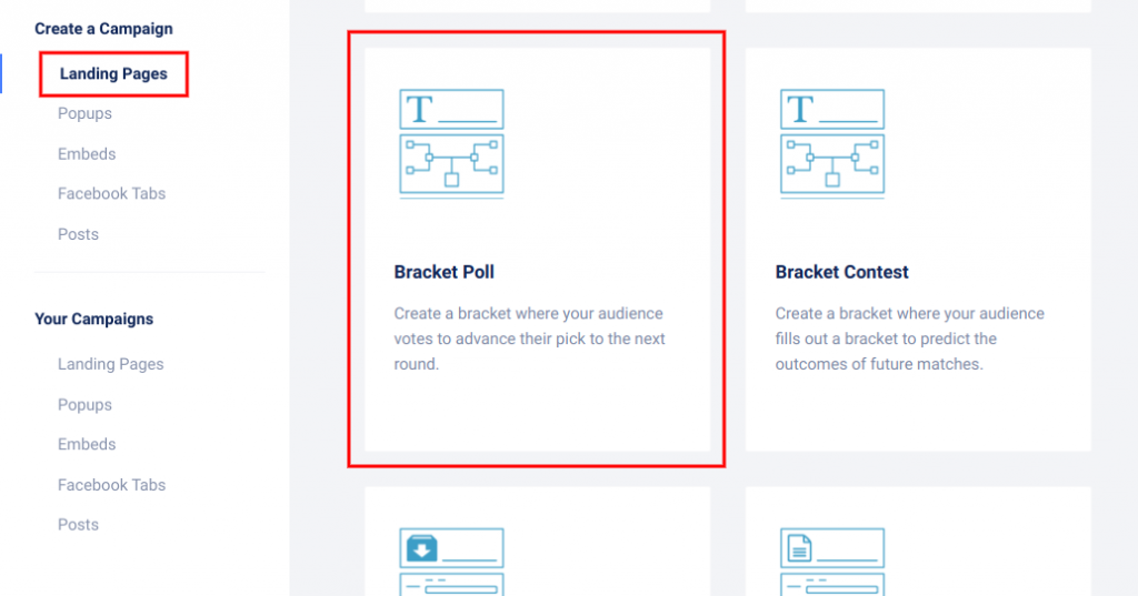 Landing pages - bracket poll