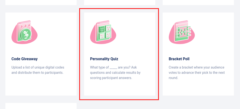 Landing pages - Personality quiz