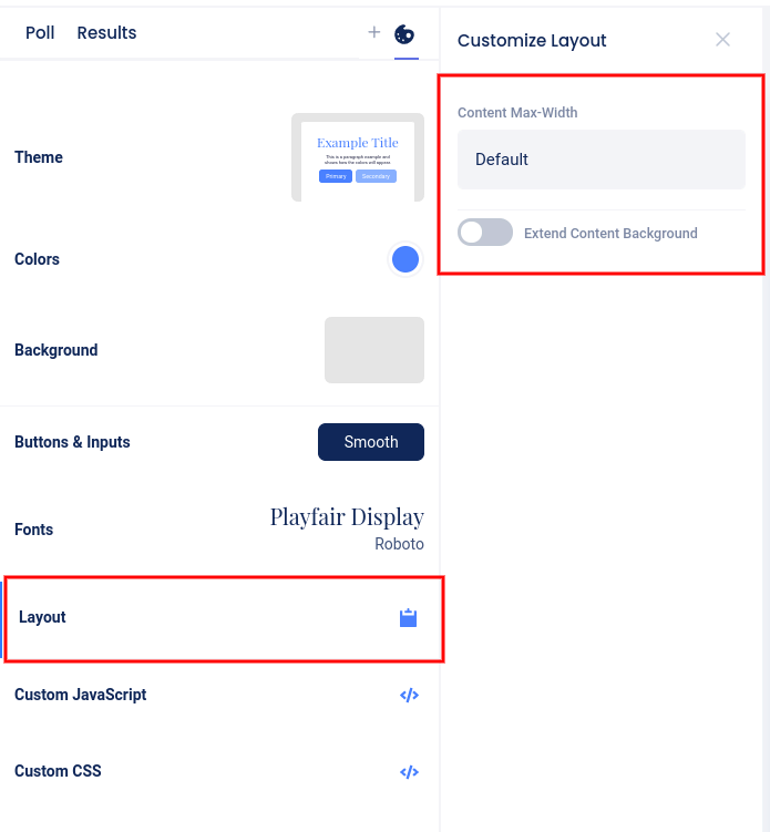 Design section - layout - content width