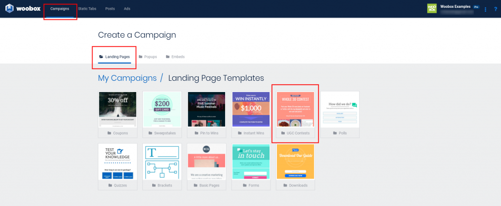 Campaigns - Landing pages - UGC Contest