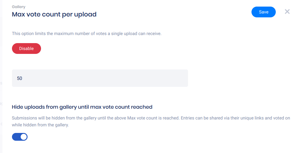 Max vote count and hide from gallery