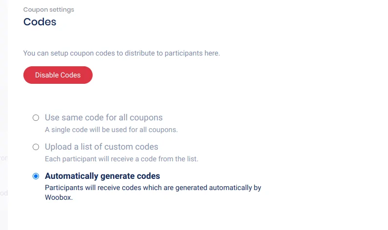 coupon - randomly generate codes