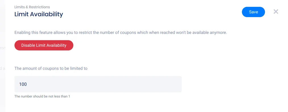 Coupon - limit availability