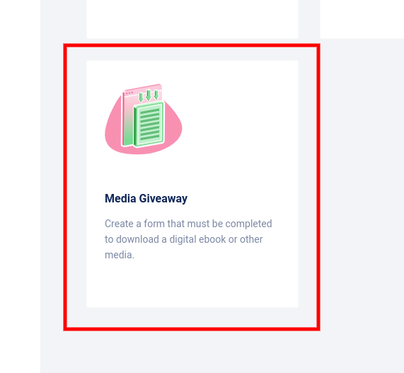 Landing Pages - Media Giveaway create