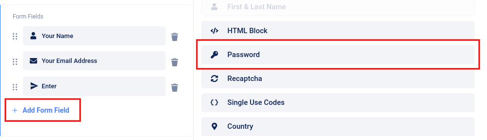 Add Password field 2021