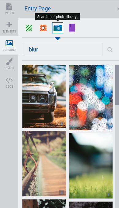 Backgrounds tab