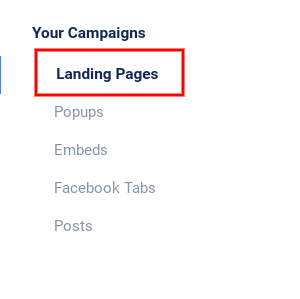 Your campaigns - Landing pages
