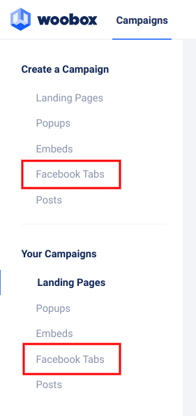 Left nav - Facebook tabs