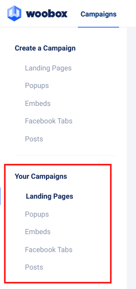 Campaigns - Your campaigns left nav