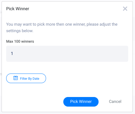 Pick winner popup