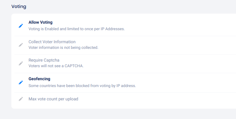 Settings - Voting section