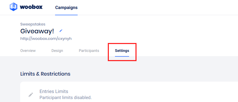 Settings tab - new dashboard