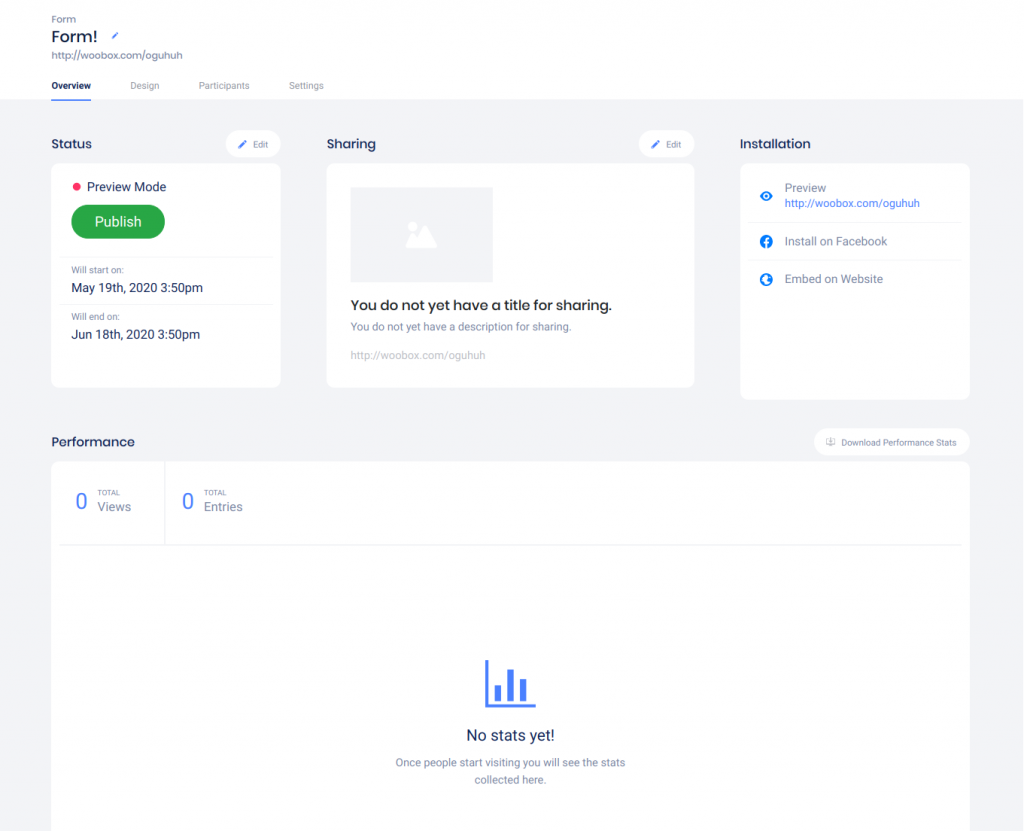 Form overview page