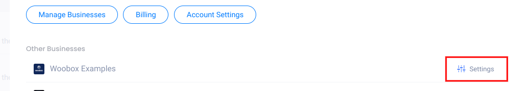 Settings button from businesses list