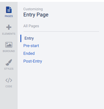 Design tab - Pages