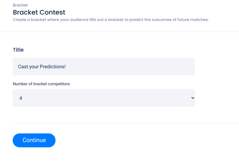 Bracket contest title and number of choices