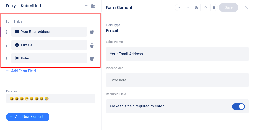 Select and edit form element