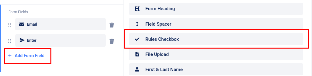 Add rules checkbox