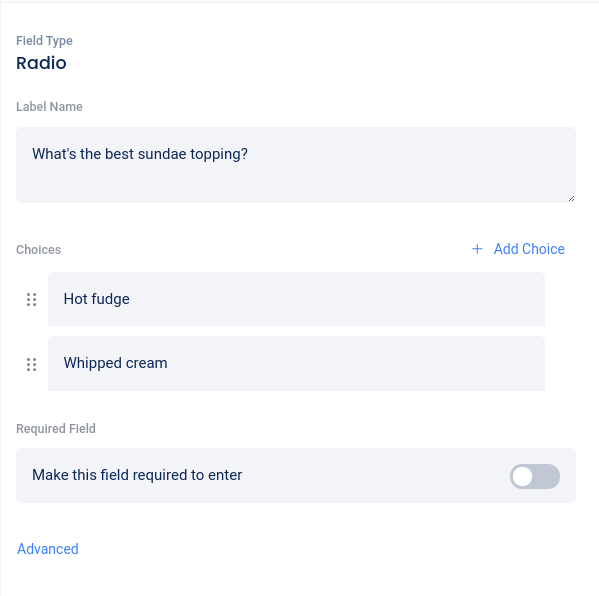 Radio Button field – Woobox Help