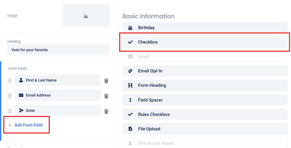 Add checkbox field