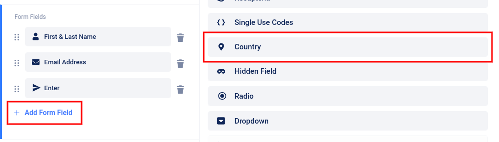 Add country form field
