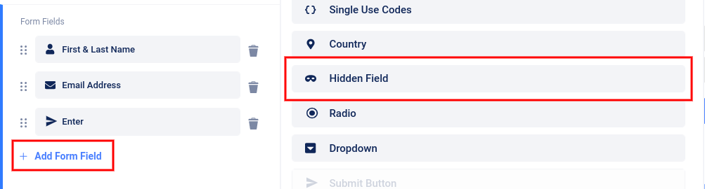 Add hidden field to form