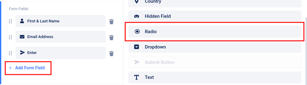 Add radio button field to form