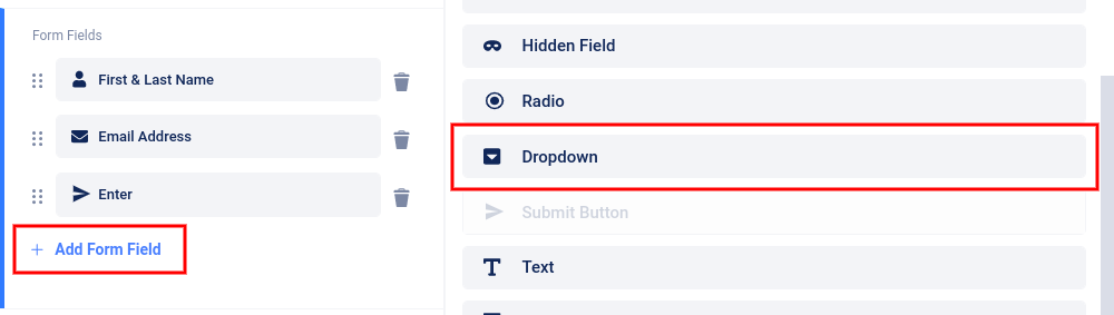 Add dropdown menu field