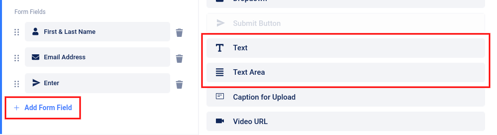 Add text field to form