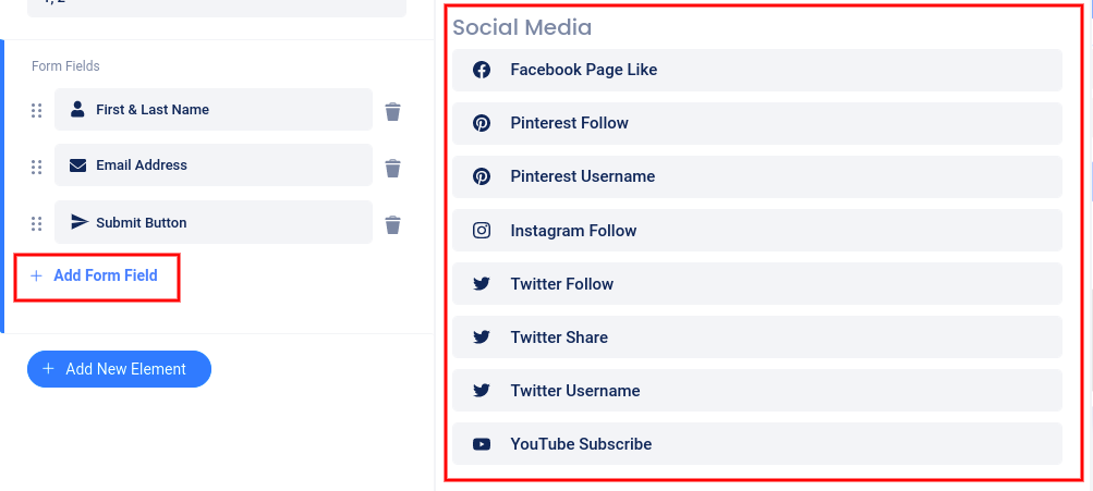 Add social media button to form