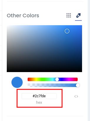 Custom colors hex code field