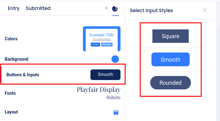 Design section - buttons and inputs